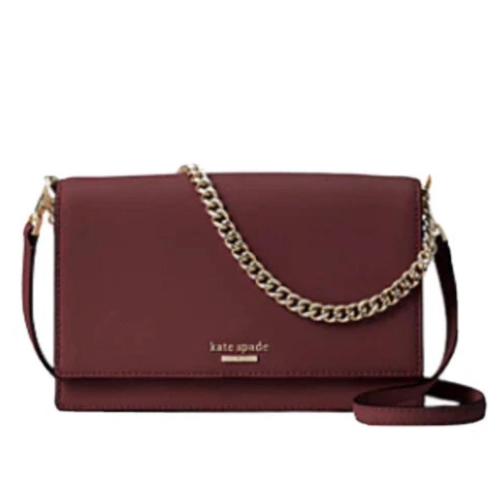 Kate Spade Leather Cameron Convertible Crossbody Bag Clutch in Cherrywood NWT
